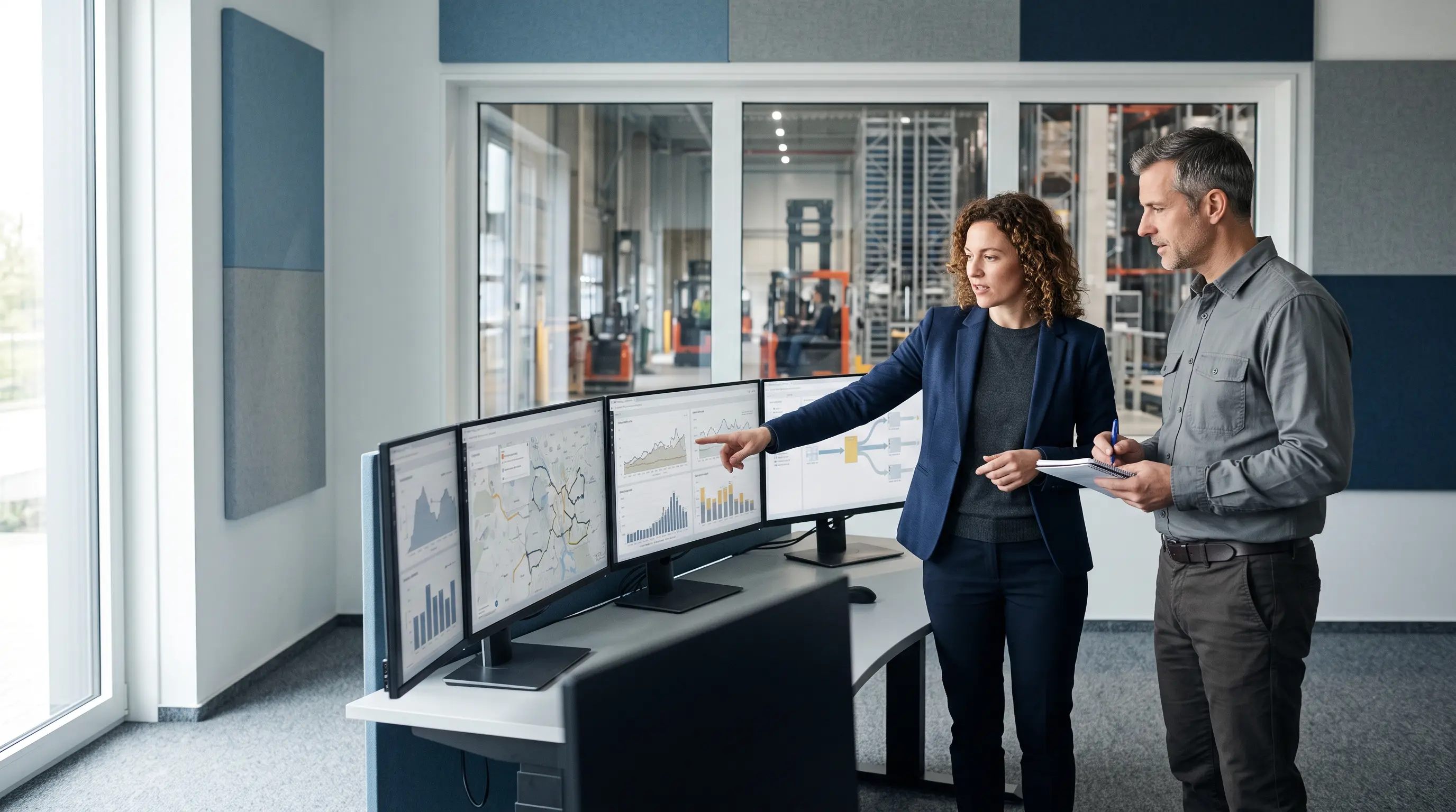 Dataspecialist en operationeel manager beoordelen een gedeeld dataplatform
